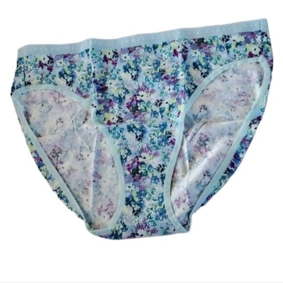 Victoria's Secret Panties Underwear Undies High Legged Briefs Blue Women's Large - Picture 1 of 6